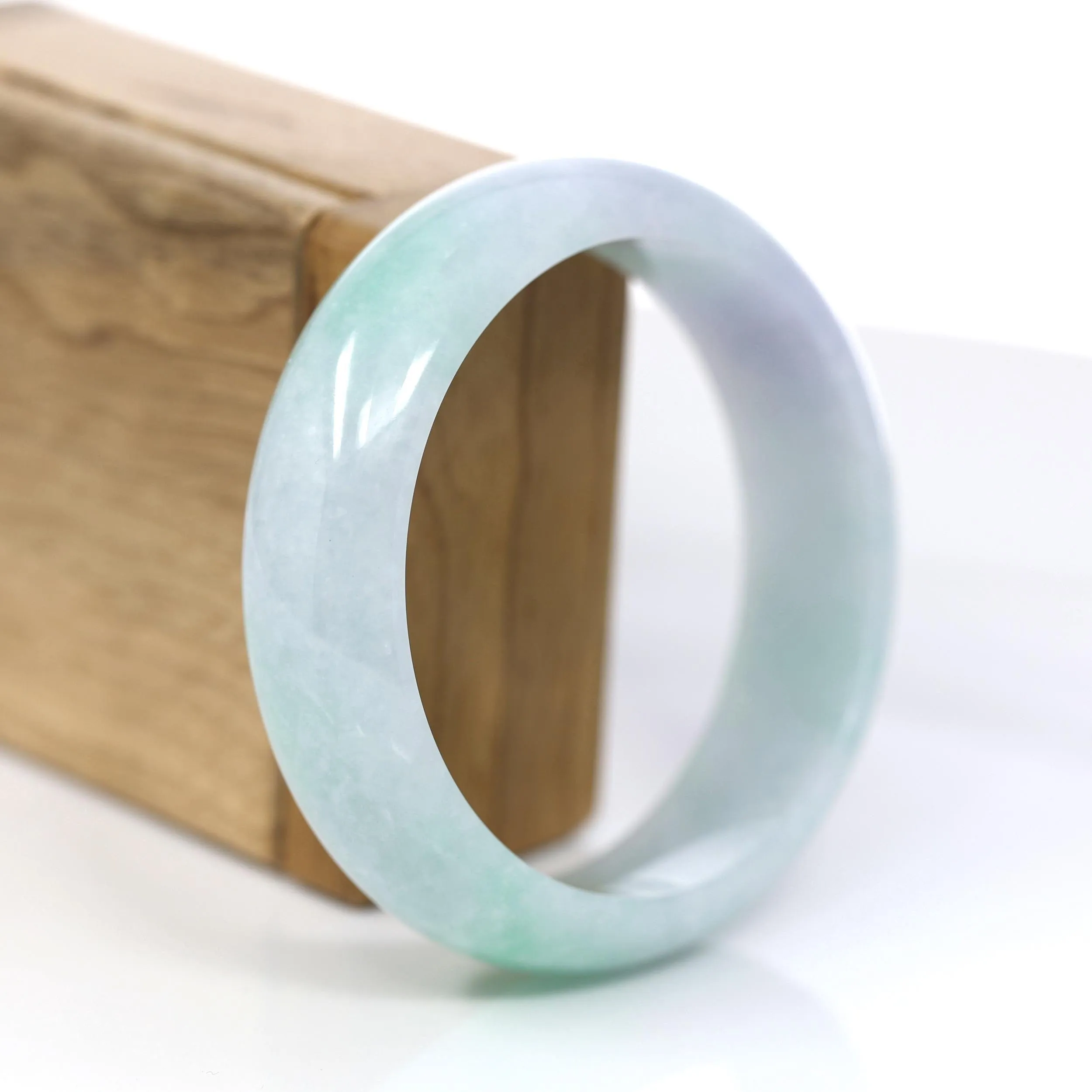 Baikalla™ "Classic Bangle" Genuine Jadeite Jade Lavender Green Bangle Bracelet (60.25mm)#925