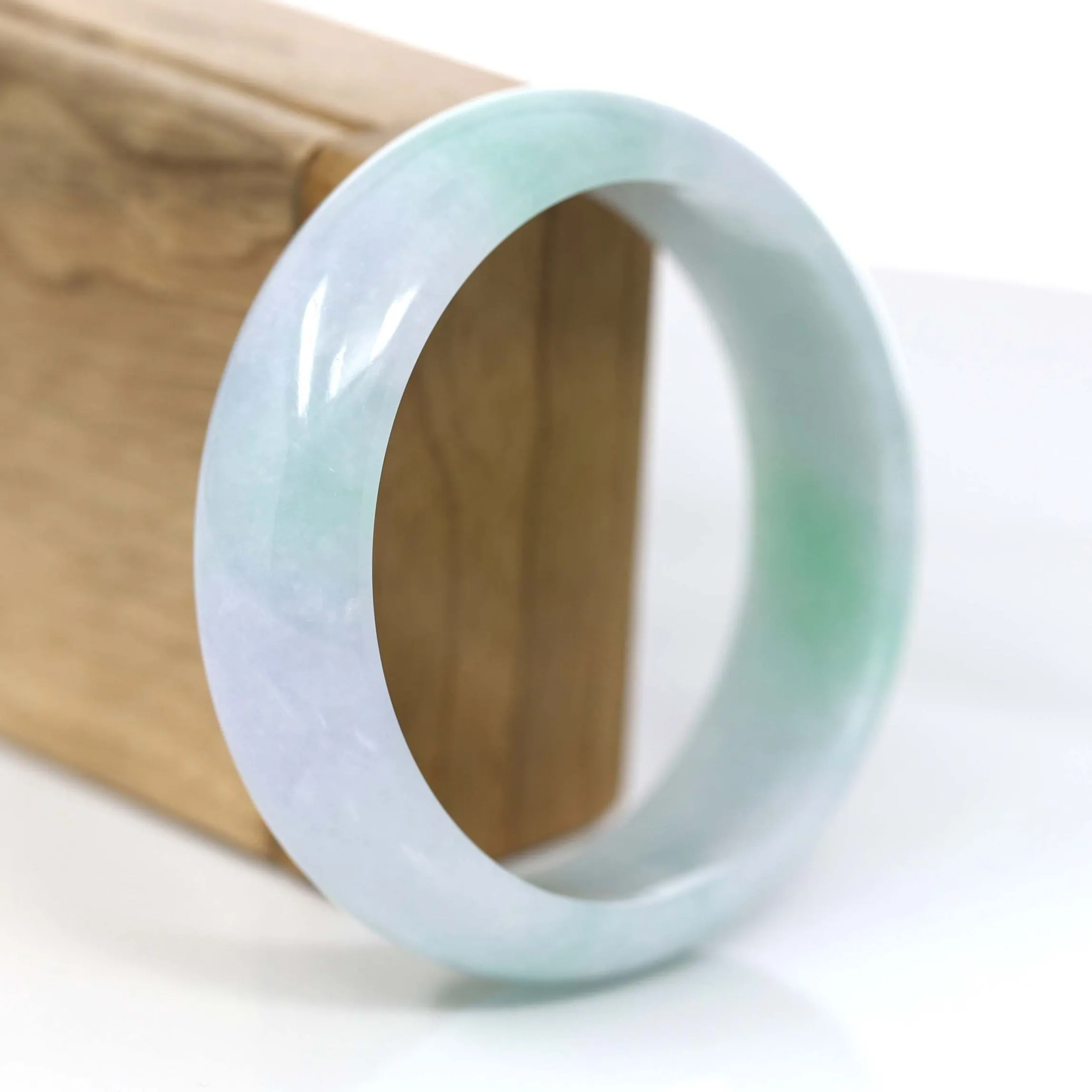 Baikalla™ "Classic Bangle" Genuine Jadeite Jade Lavender Green Bangle Bracelet (60.25mm)#925