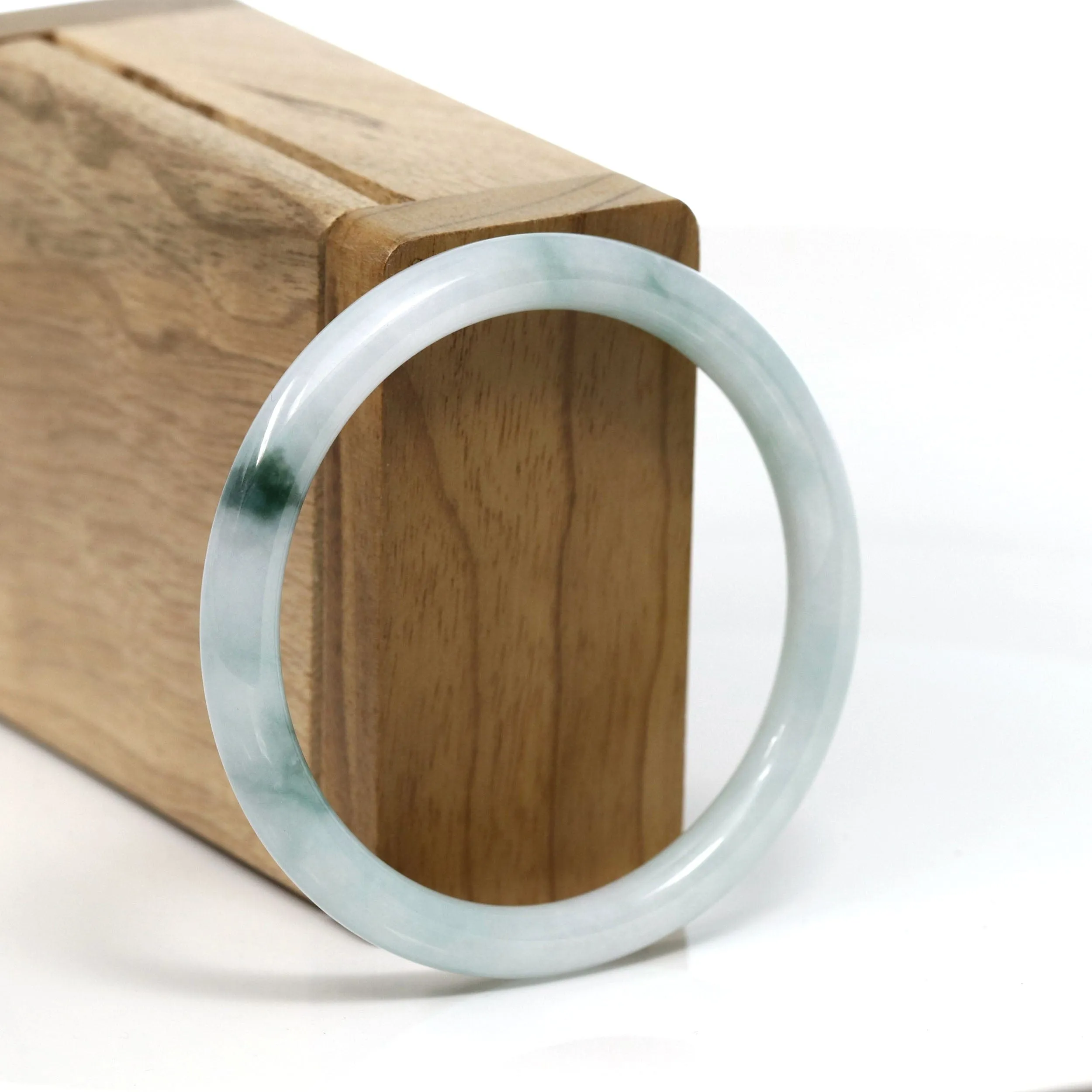 Baikalla "Petite" Natural Burmese Blue-green Jadeite Jade Bangle Bracelet (53.89 mm) #T236