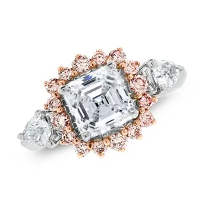 Beauvince Iraa Engagement Ring (1.70 ct Asscher Cut HVVS1 GIA Diamond) in Rose Gold & Platinum