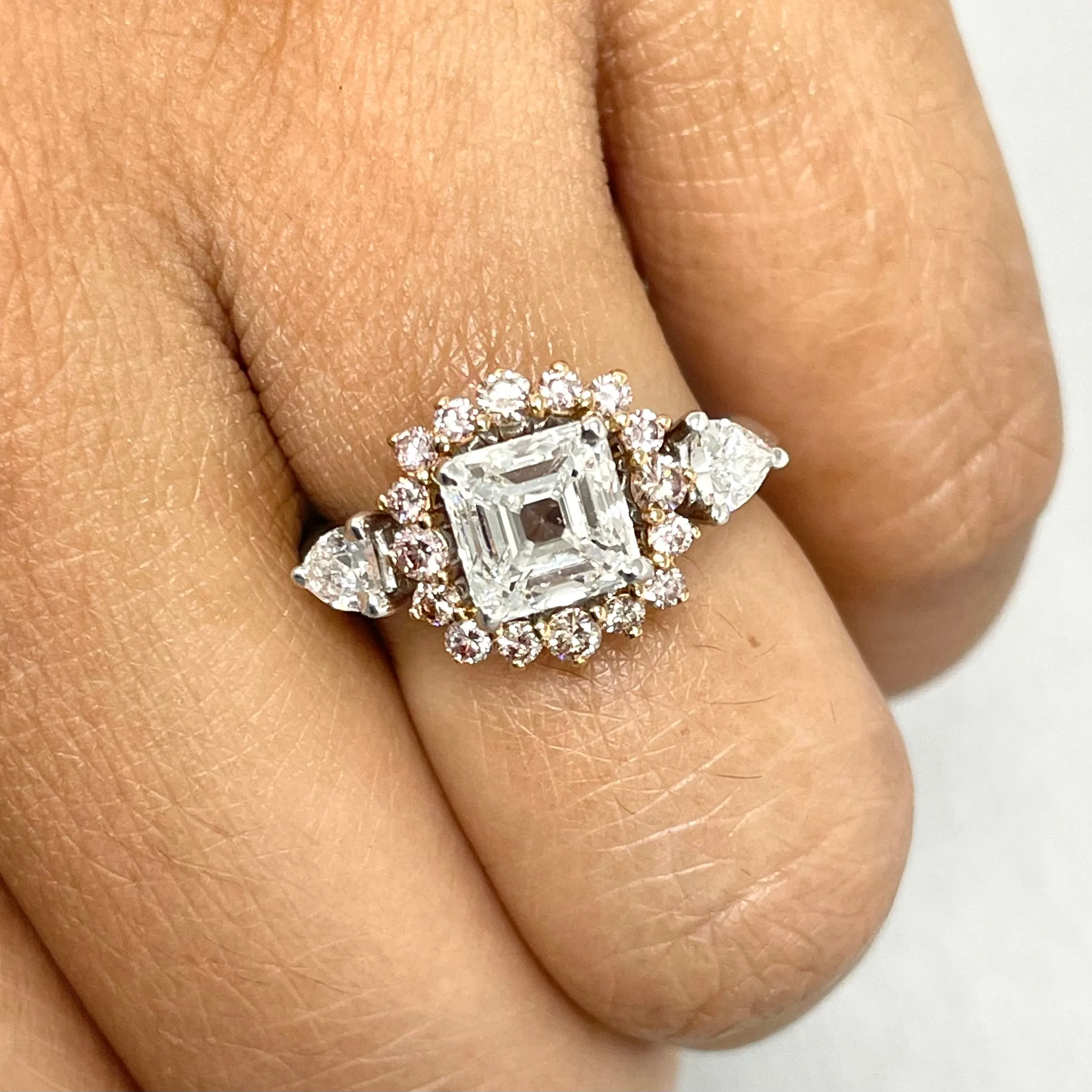 Beauvince Iraa Engagement Ring (1.70 ct Asscher Cut HVVS1 GIA Diamond) in Rose Gold & Platinum