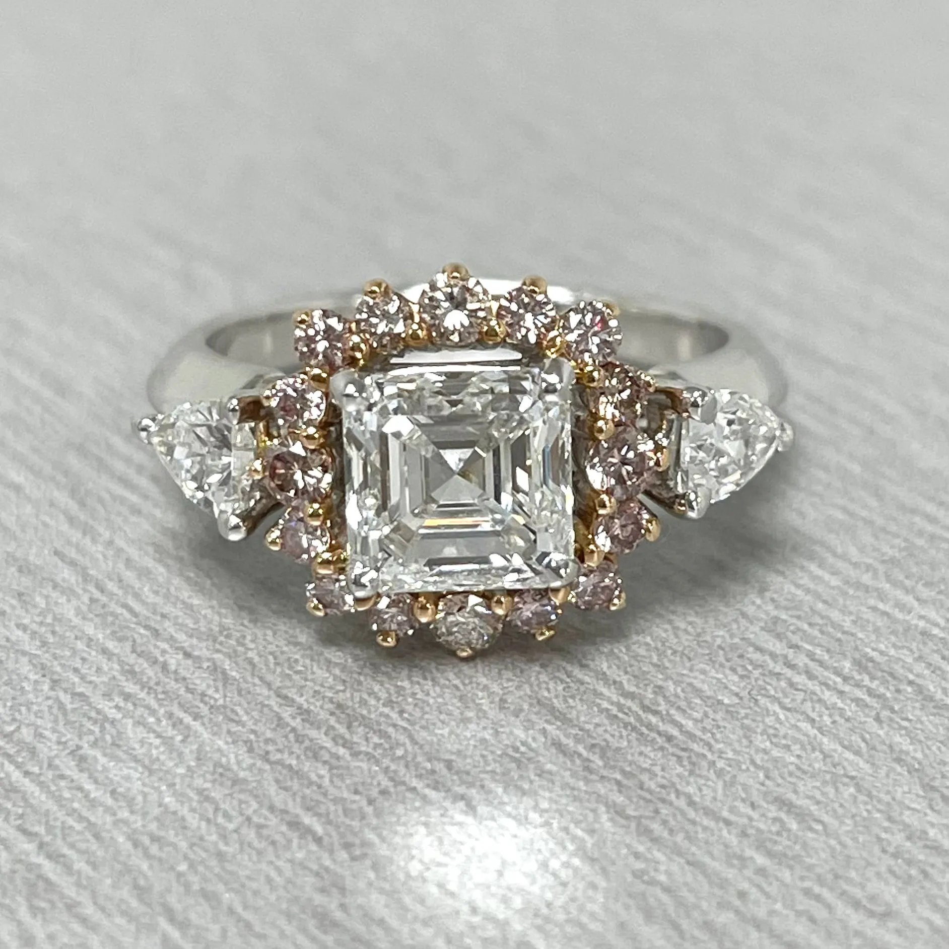 Beauvince Iraa Engagement Ring (1.70 ct Asscher Cut HVVS1 GIA Diamond) in Rose Gold & Platinum