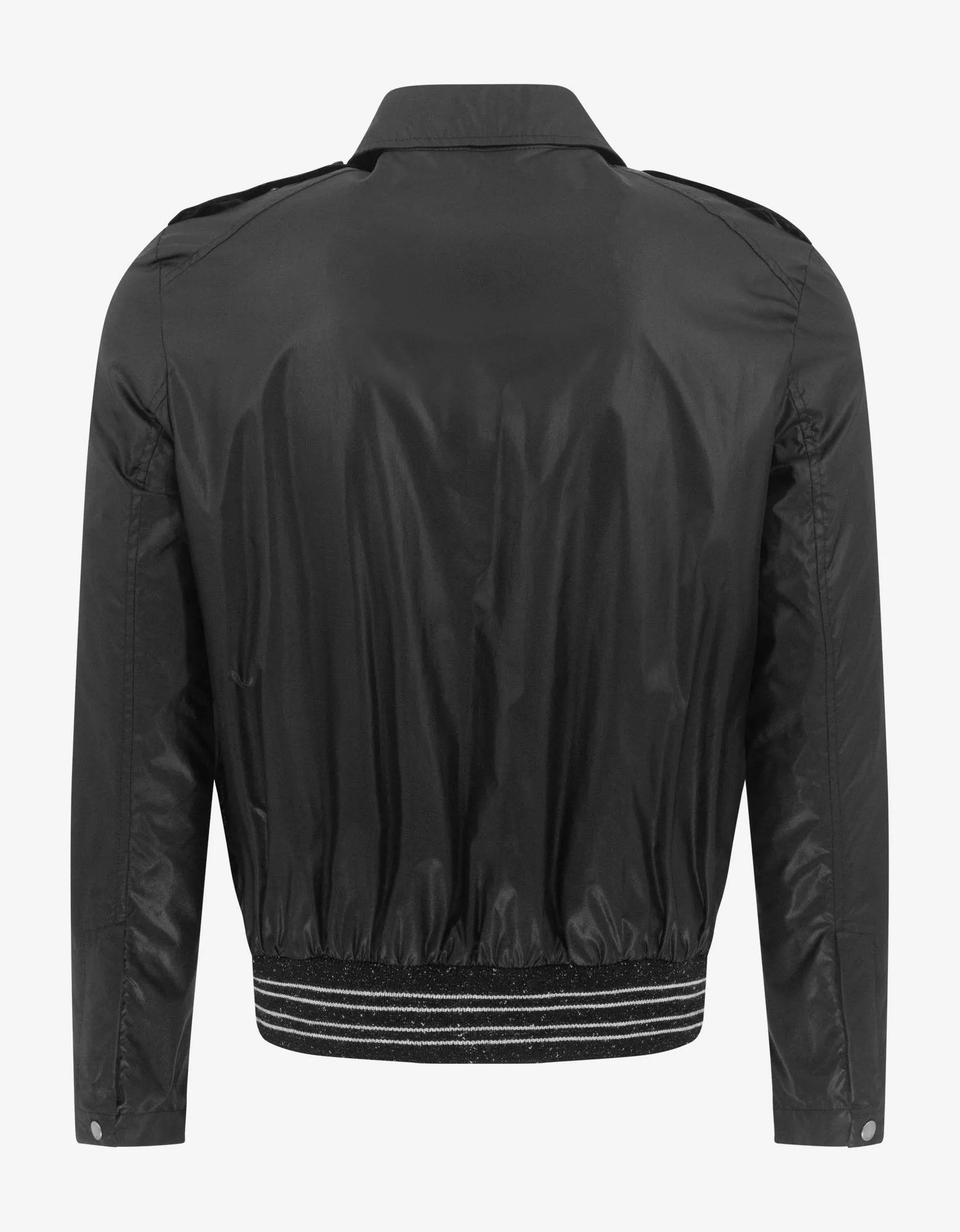 Black Nylon Teddy Jacket