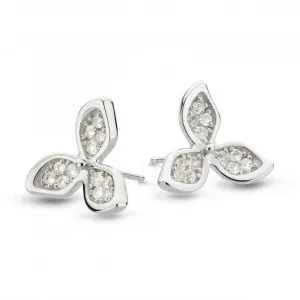 Blossom Petal Bloom White Topaz Statement Stud Earrings 30272WT