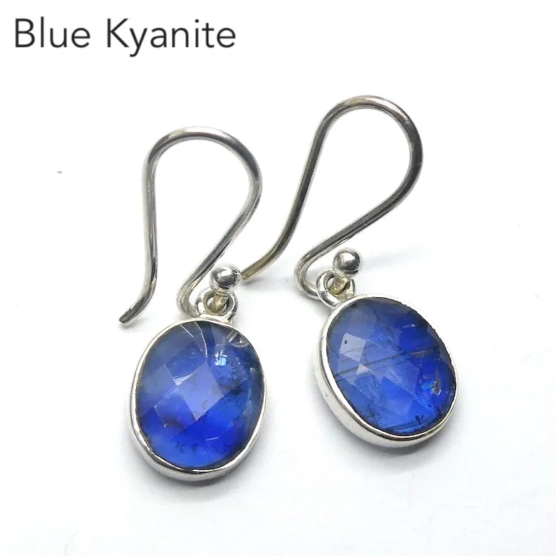 Blue Kyanite Earrings, Gemmy Faceted Ovals, 925 Silver g2