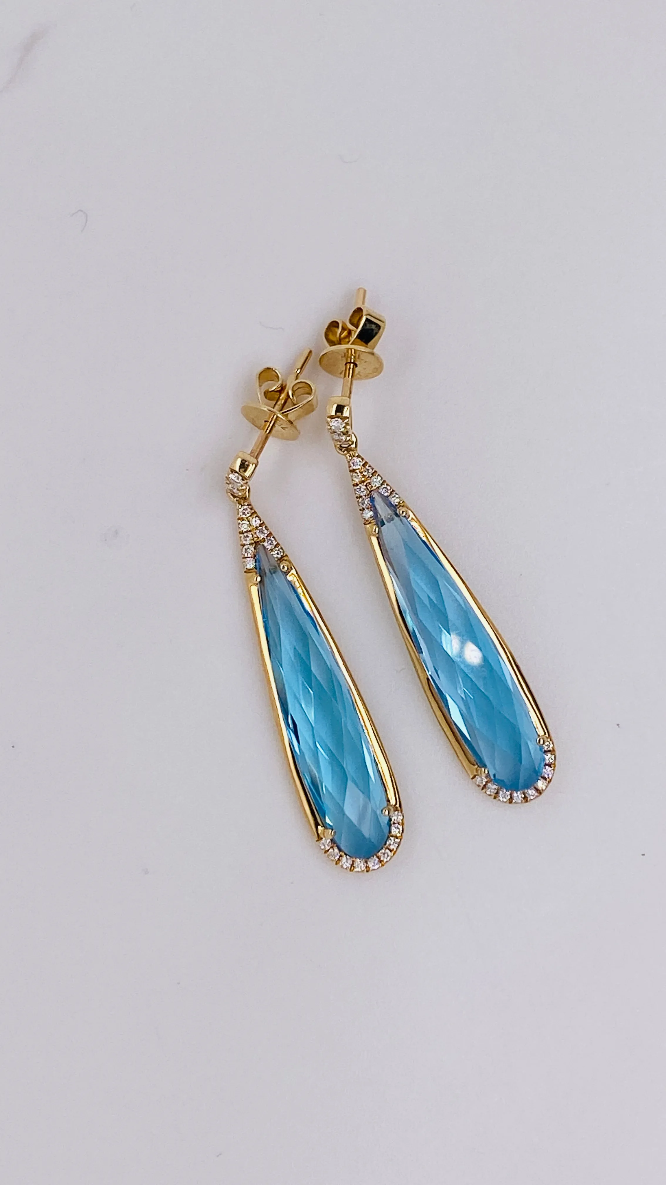 Blue Topaz & Diamond Accents Drop Earrings