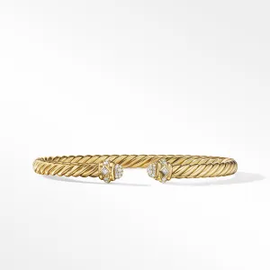 Cablespira Oval Bracelet in 18K Yellow Gold with Pave Diamonds