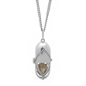 Capsule Diamond Pendant - 18kt recycled white gold - made to order