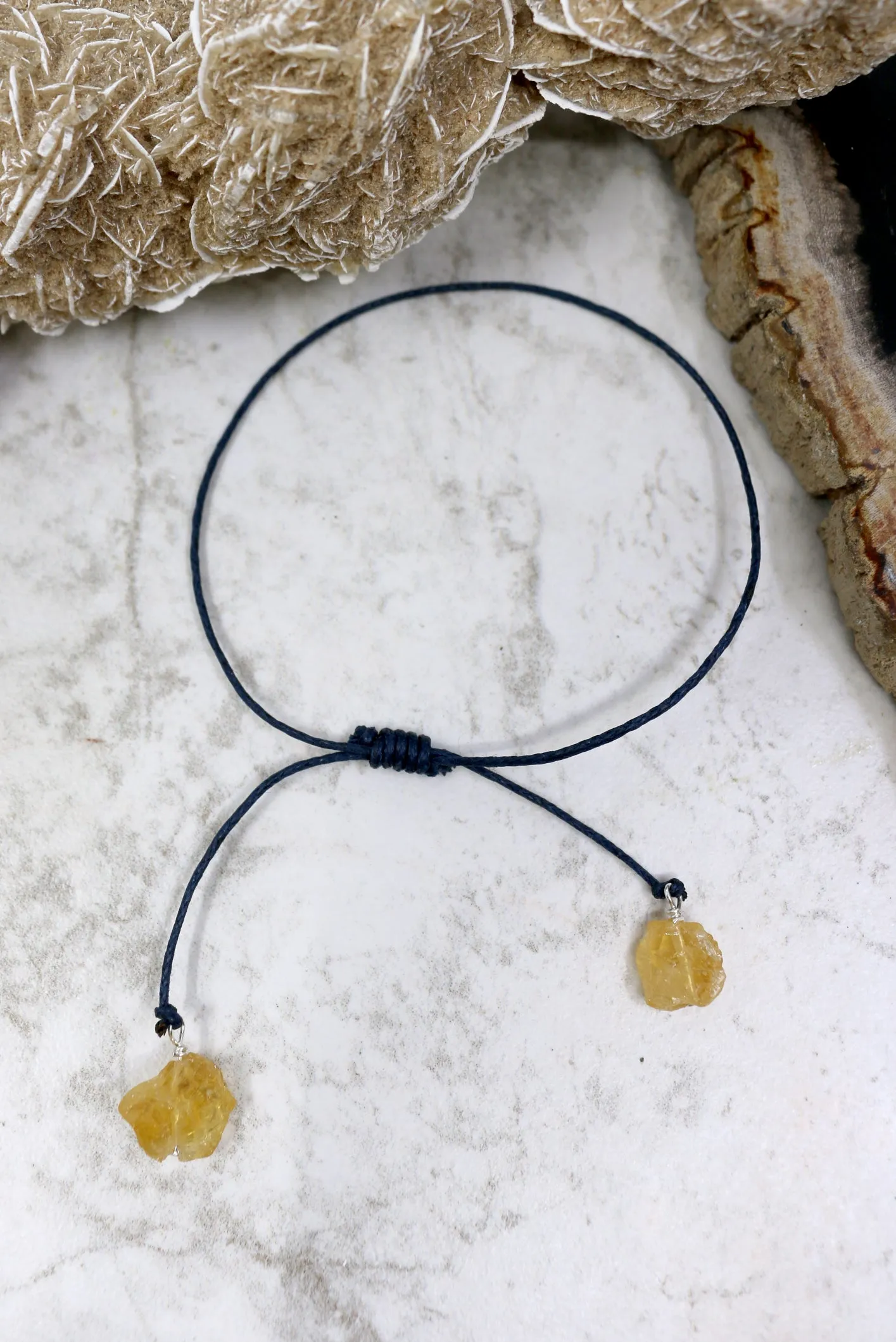 Carrick // Citrine Drop Cord Bracelet, Silver or Gold, Boho Bracelet // BH-B021