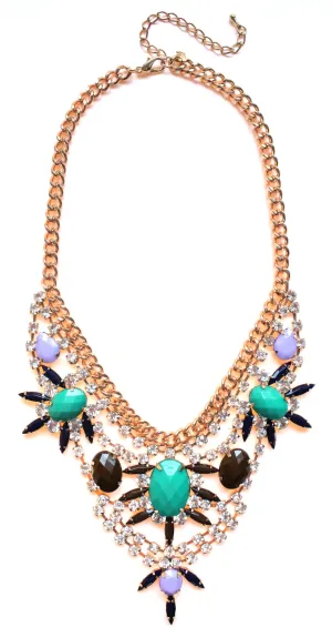 Cascading Crystal Bib Statement Necklace