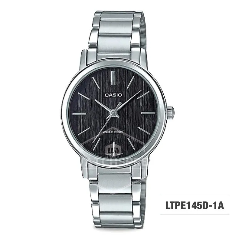 Casio Ladies' Standard Analog Silver Stainless Steel Band Watch LTPE145D-1A LTP-E145D-1A