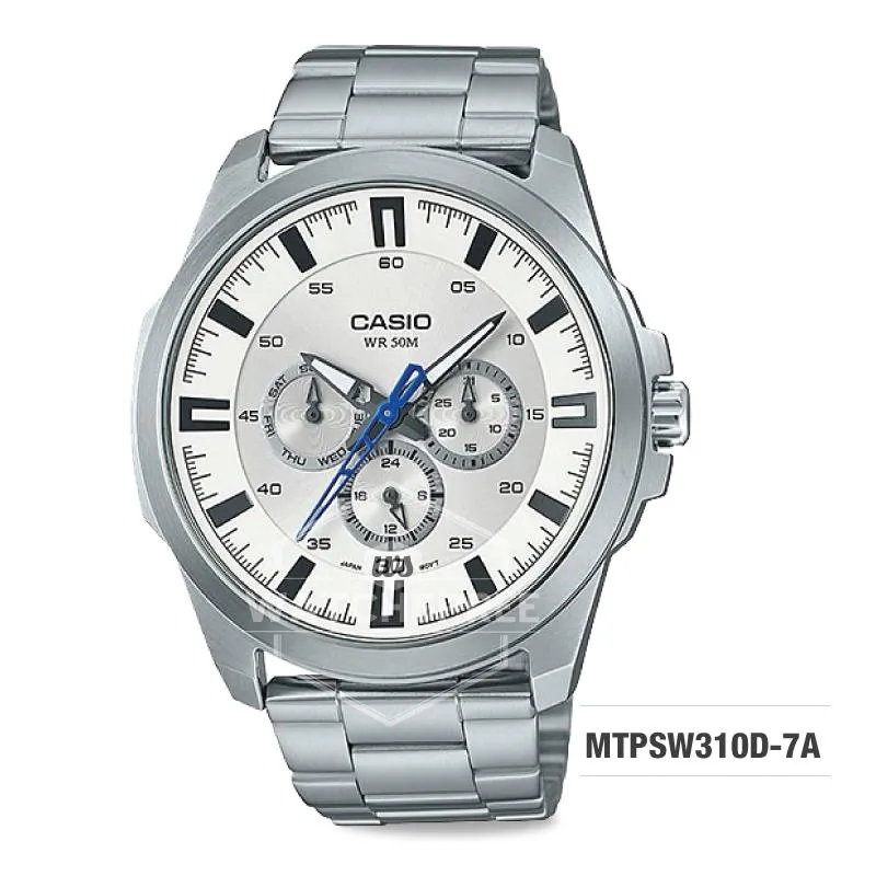 Casio Men's Standard Analog Silver Stainless Steel Band Watch MTPSW310D-7A MTP-SW310D-7A