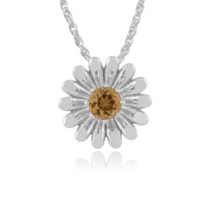 Citrin Anhänger 925 Sterlingsilber 0,16 CT Citrin Blumen Anhänger an 45cm Kette