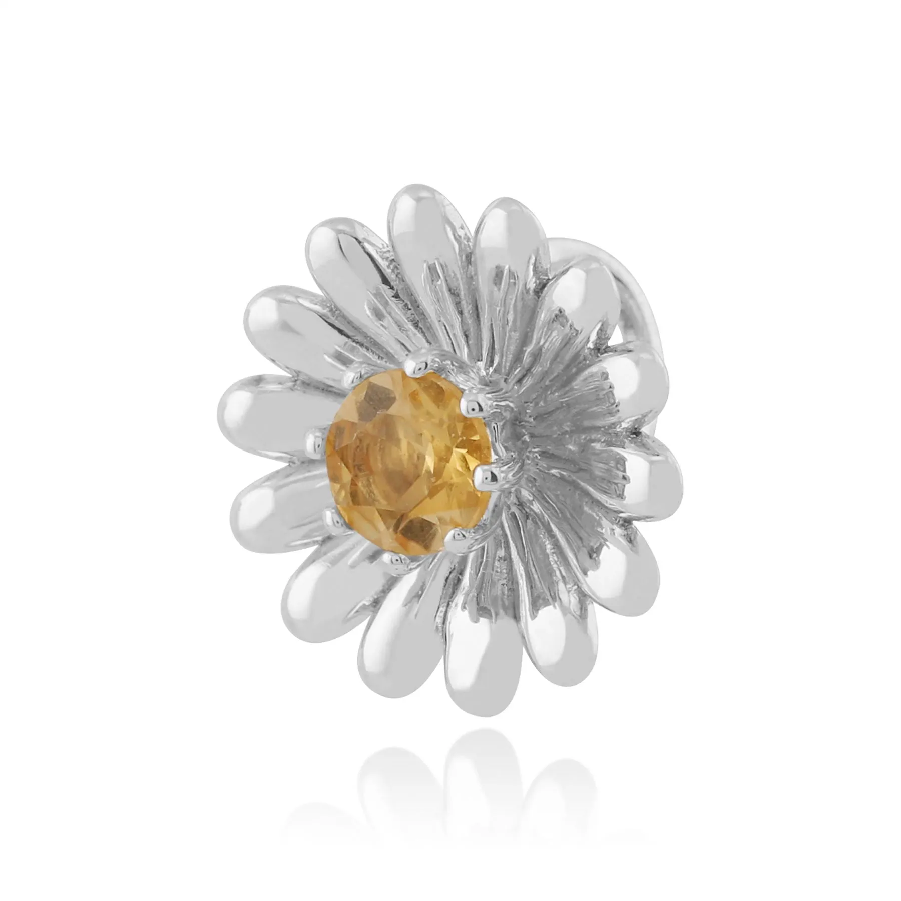 Citrin Anhänger 925 Sterlingsilber 0,16 CT Citrin Blumen Anhänger an 45cm Kette