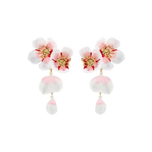 Copper White Cherry Blossom Earrings