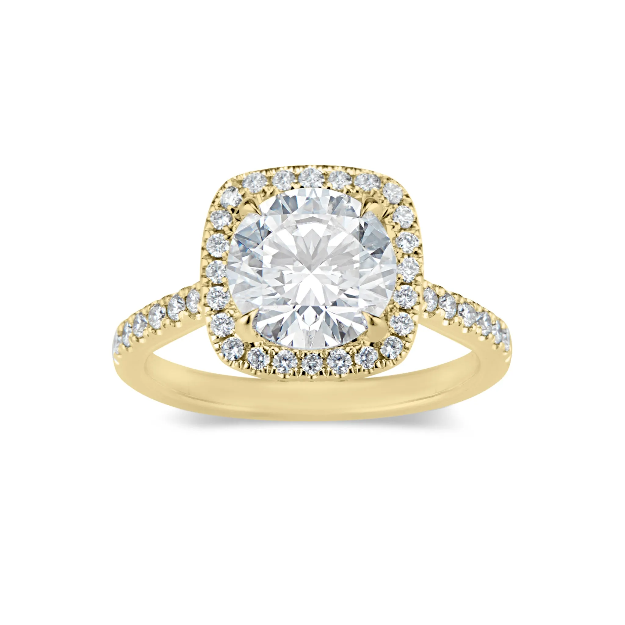 Cushion Halo Diamond Engagement Ring with Hidden Halo