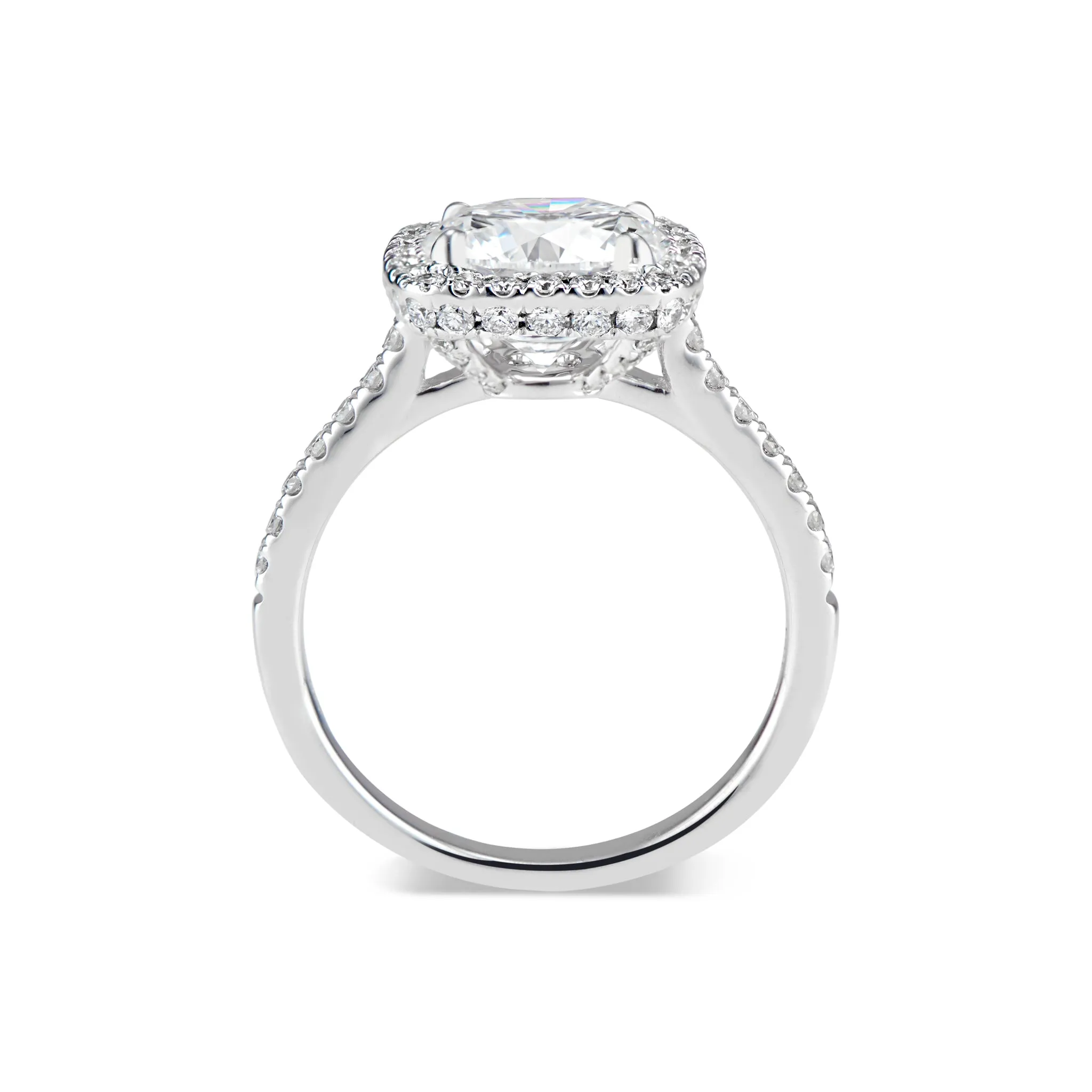 Cushion Halo Diamond Engagement Ring with Hidden Halo