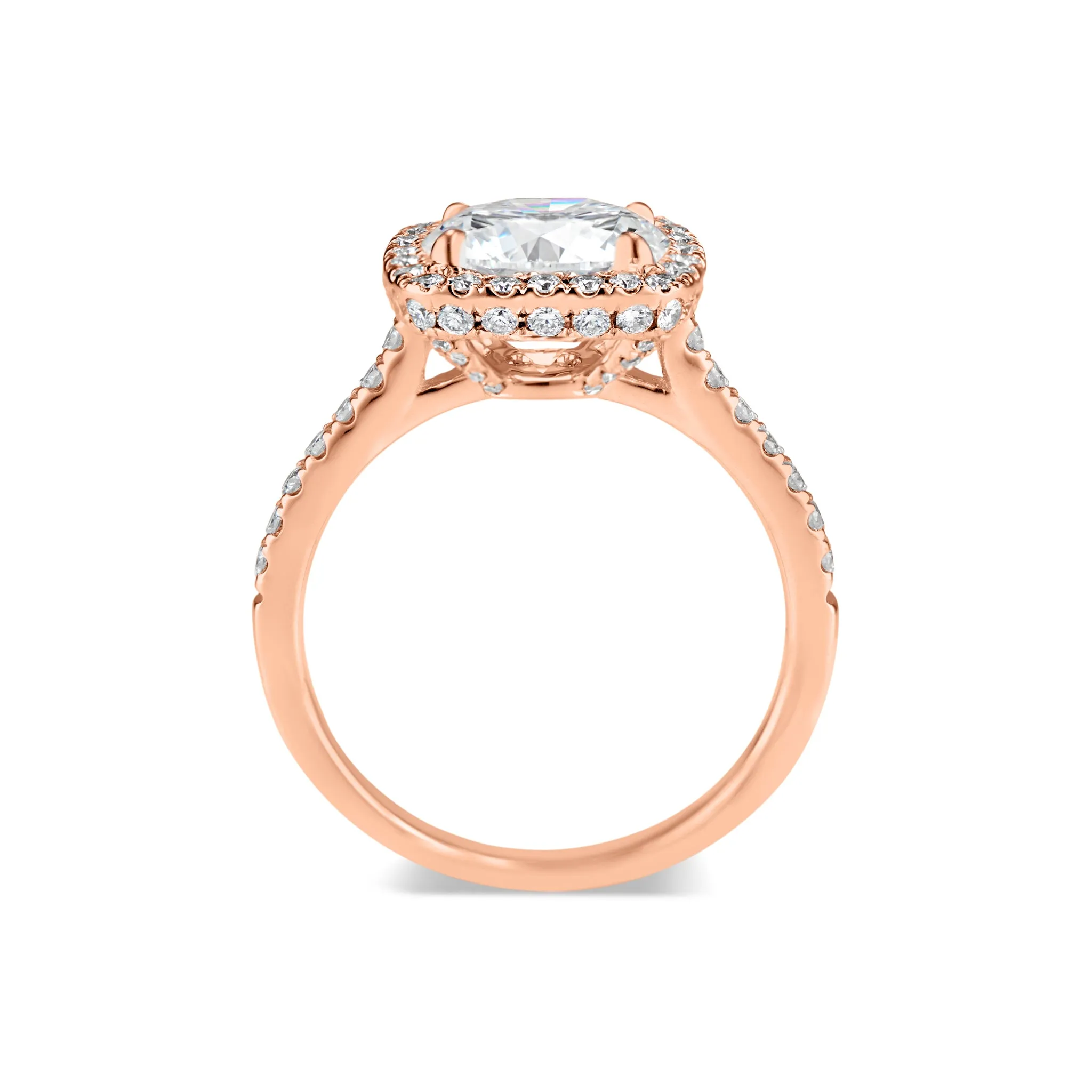 Cushion Halo Diamond Engagement Ring with Hidden Halo