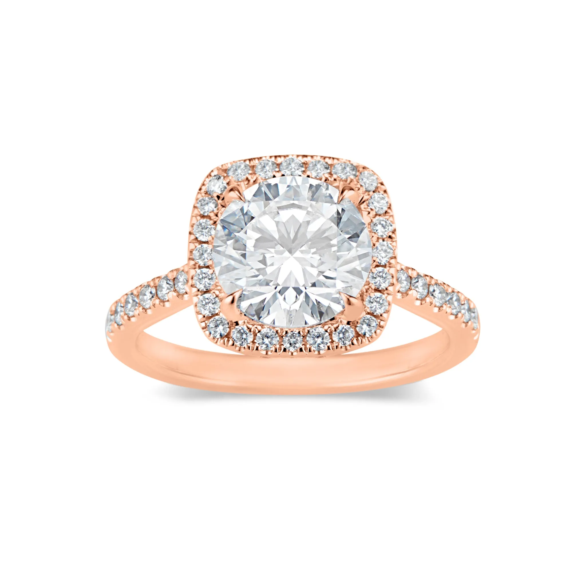 Cushion Halo Diamond Engagement Ring with Hidden Halo