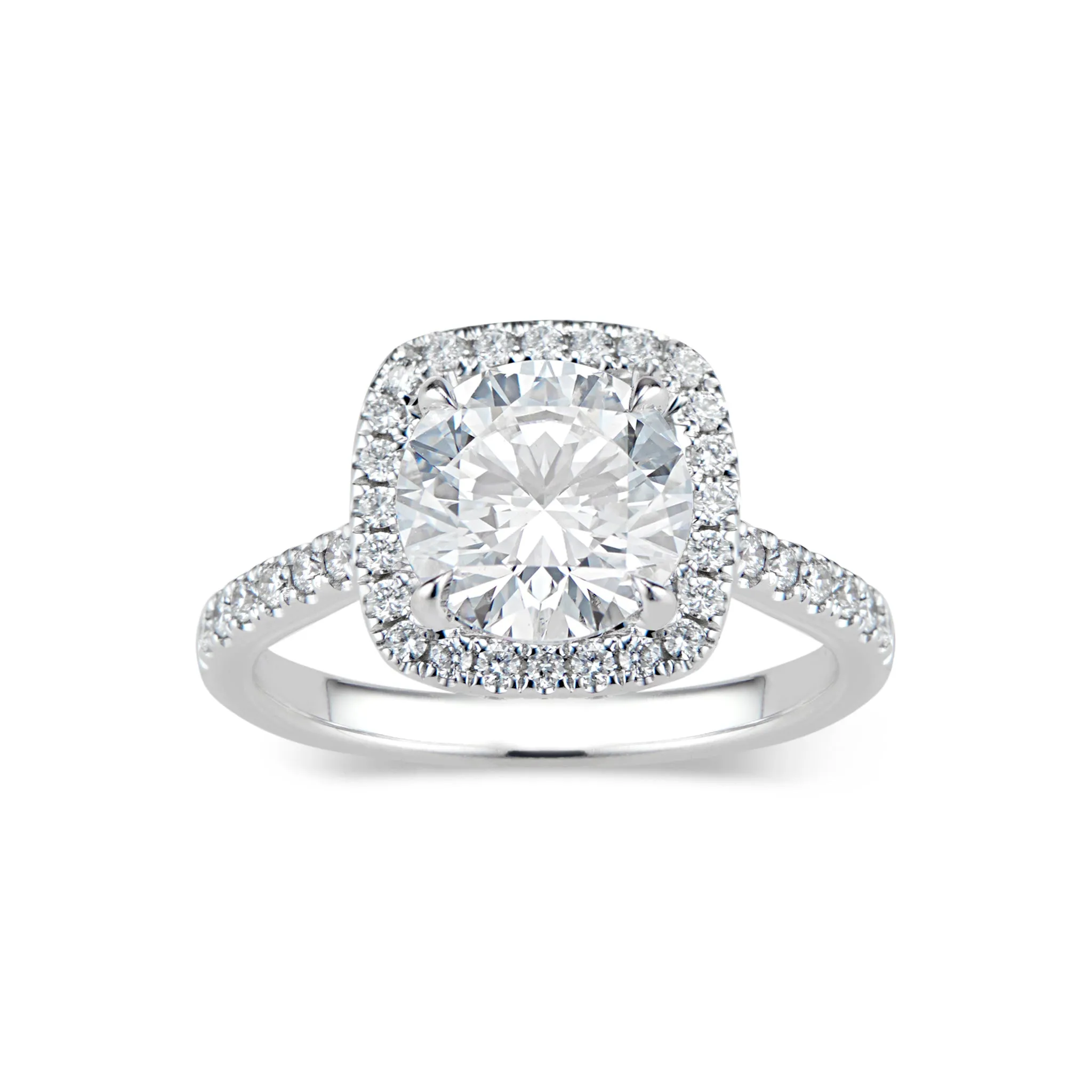 Cushion Halo Diamond Engagement Ring with Hidden Halo