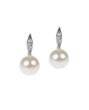 CZ and Pearl Drop Earrings