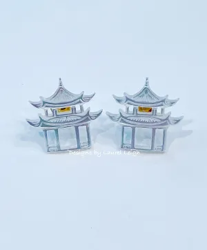 Dainty Mother of Pearl Pagoda Stud Earrings