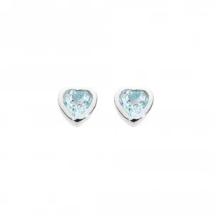 Dew Sterling Silver Dinky Blue Topaz Heart Studs Earrings 3035BT