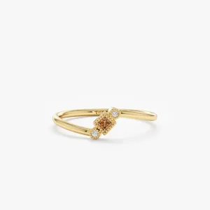 Diamond and Square Citrine Ring, Ruth