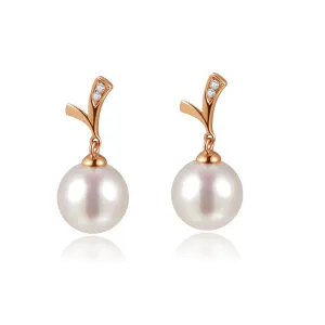 diamond "V" Pearl Earrings