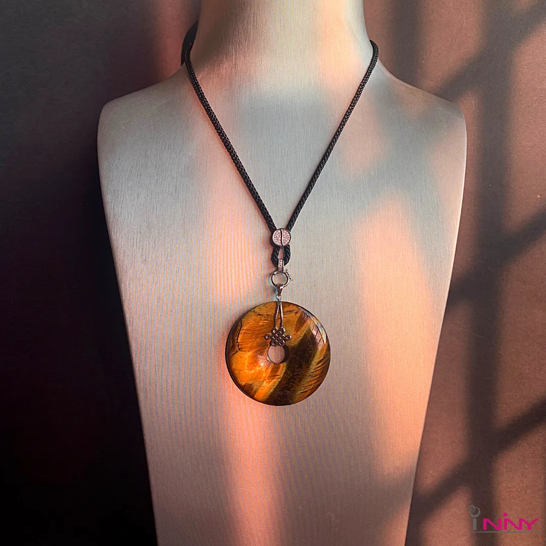 Donut Tiger's eye Silk Necklace