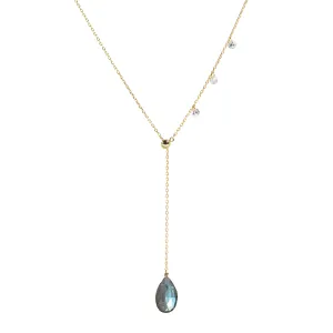 Double Slider Lariat with Labradorite Drop