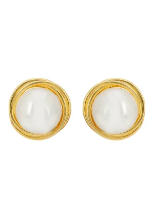 Dynasty Pearl Large Stud Earrings Gold