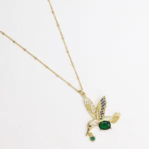 Emerald Hummingbird Necklace