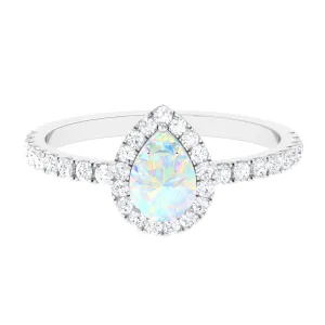 Ethiopian Opal and Diamond Teardrop Engagement Ring