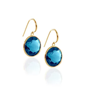 Faceted London Blue Topaz Earrings on Wire, 14mm