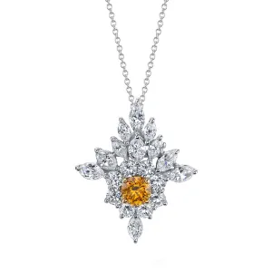 Fancy Intense Orange and White Diamond Pendant