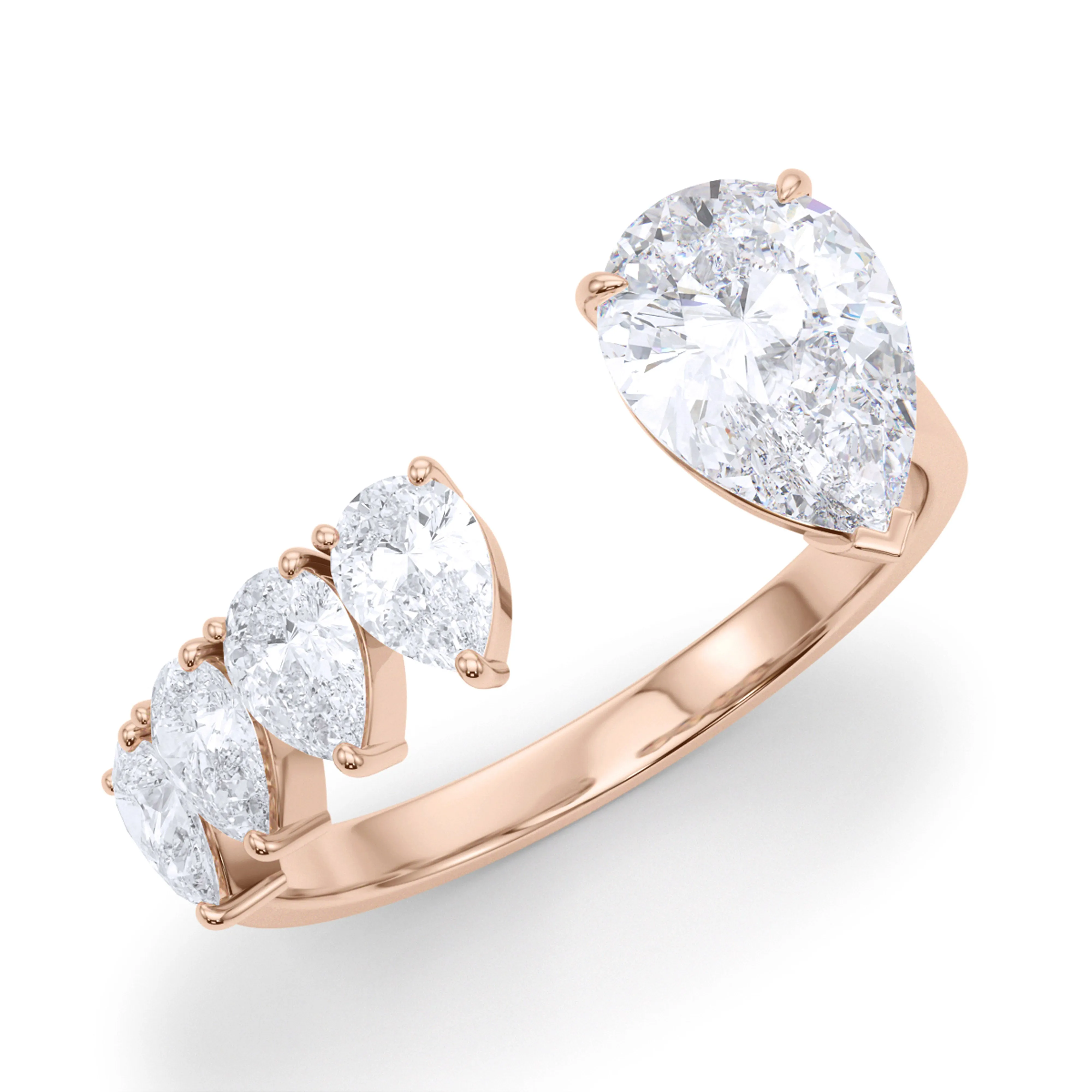 Floating Pear Cut Diamond Ring