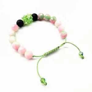 Gem Packed Watermelon Jade Crystal Lava Rock Bracelet