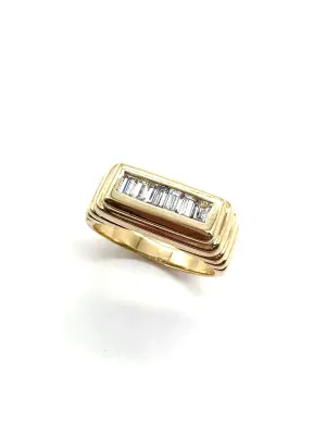 Gents Diamond Baguette Ribbed Ring