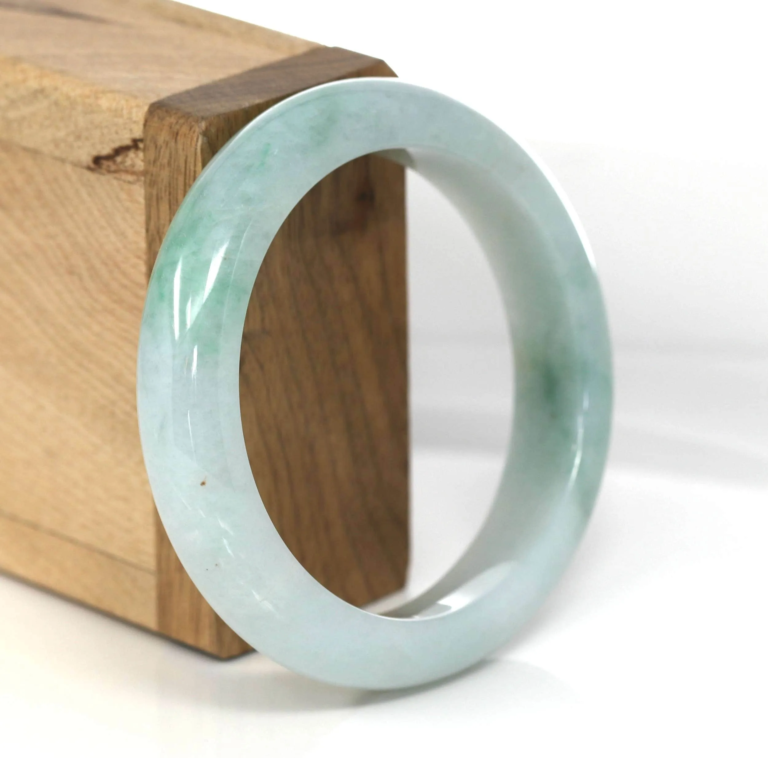 Genuine Burmese Green Jadeite Jade Bangle Bracelet (54.26 mm) #488