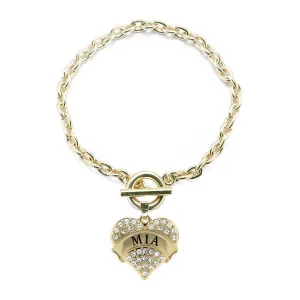 Gold Mia Pave Heart Charm Toggle Bracelet