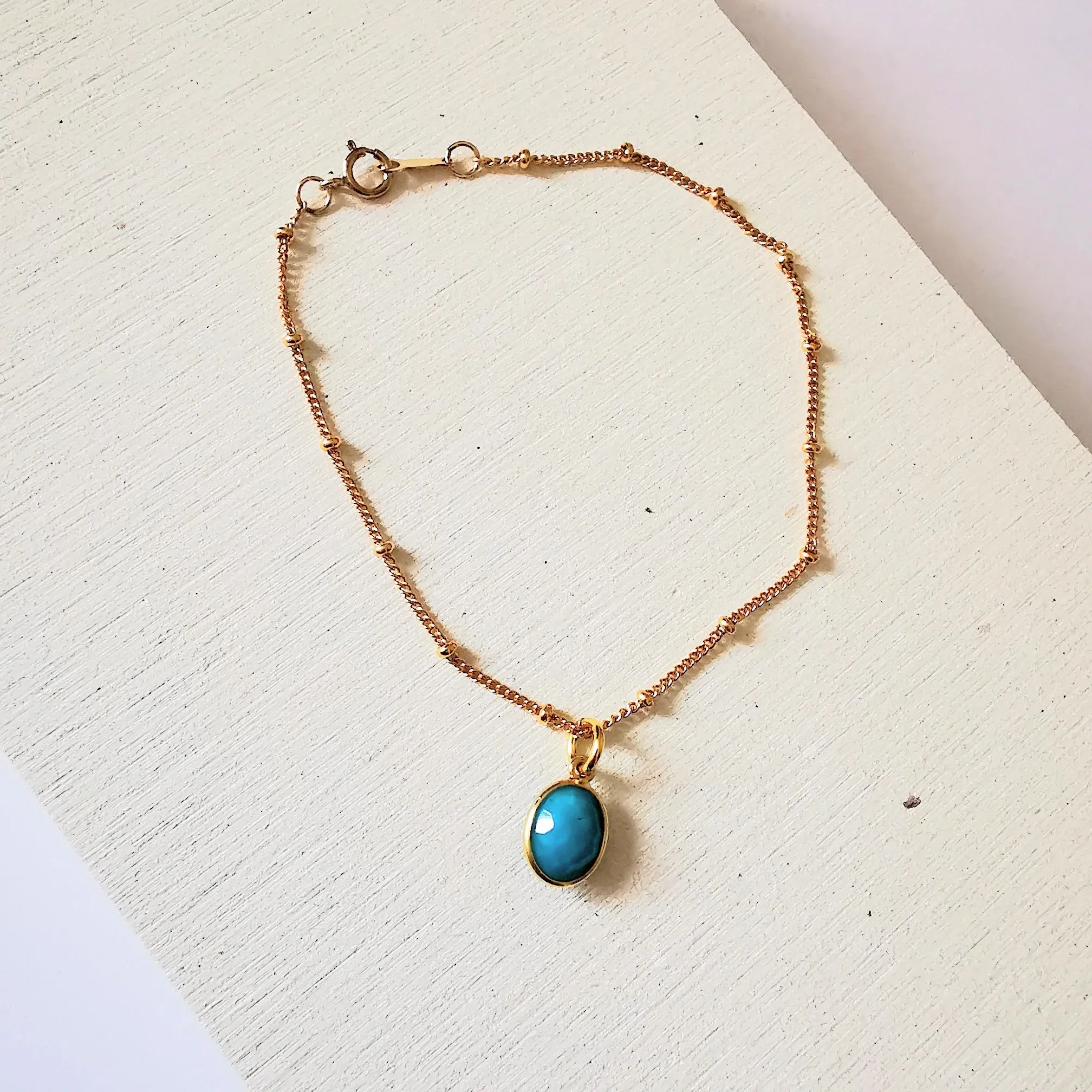 Gold Oval Turquoise Gemstone Bracelet