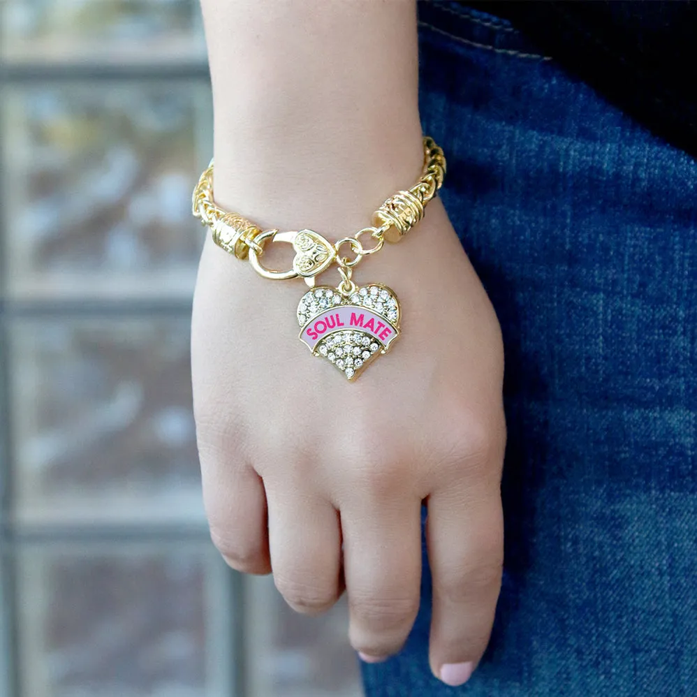 Gold Soul Mate Purple Candy Pave Heart Charm Braided Bracelet