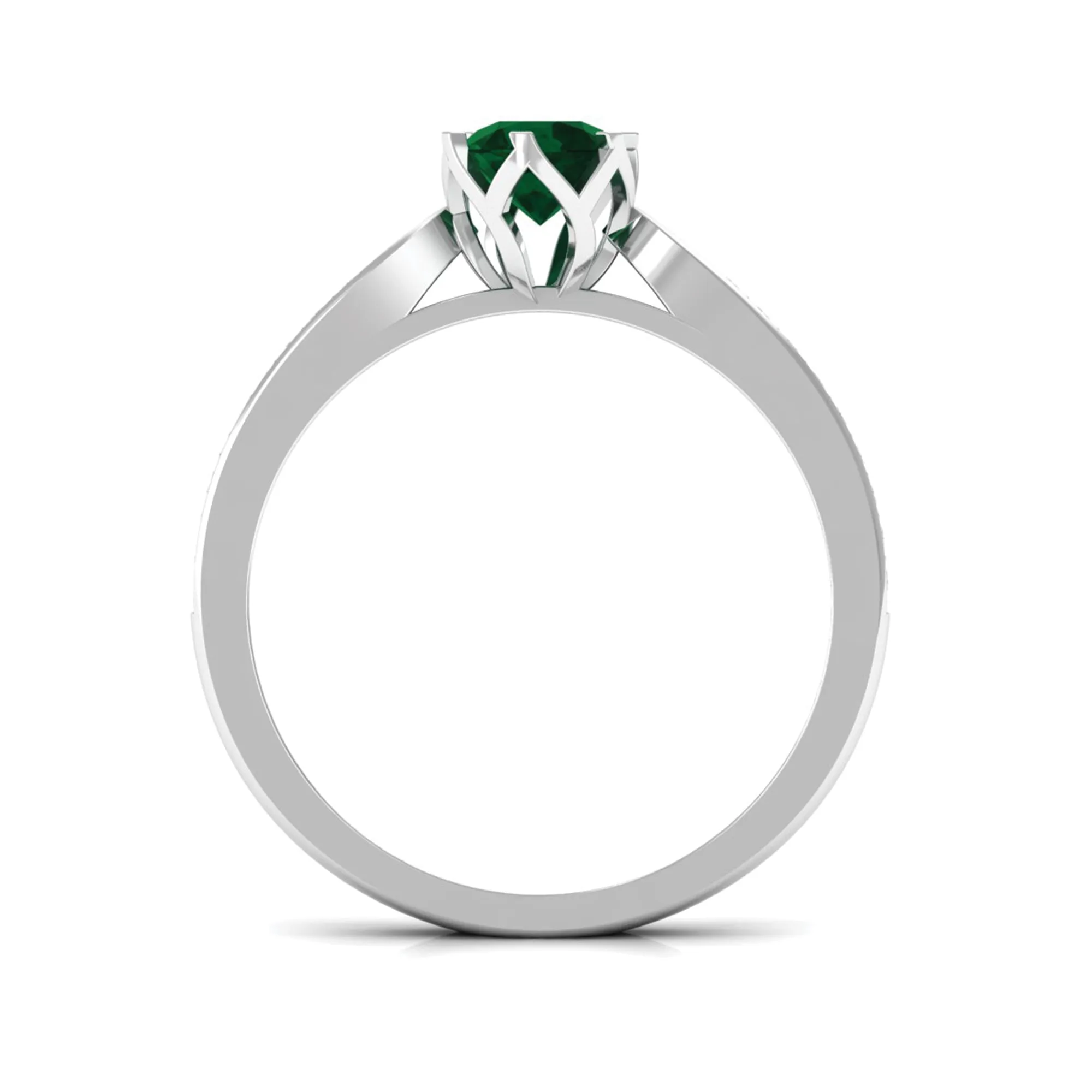 Green Tourmaline Solitaire Ring with Diamond