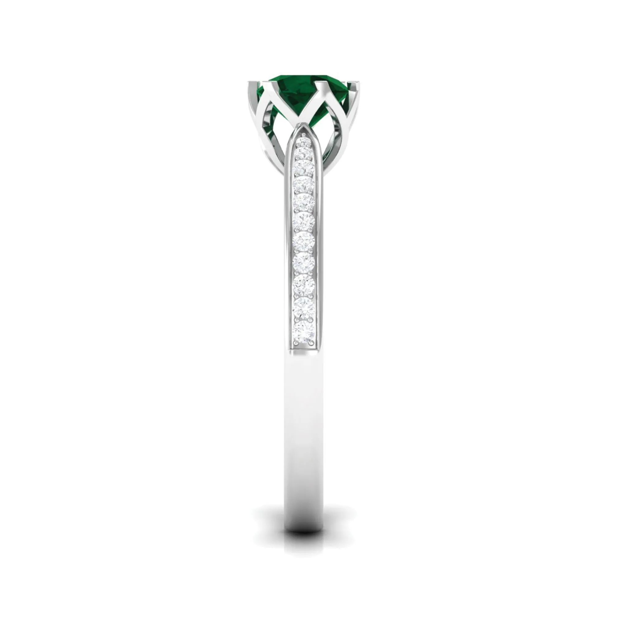 Green Tourmaline Solitaire Ring with Diamond