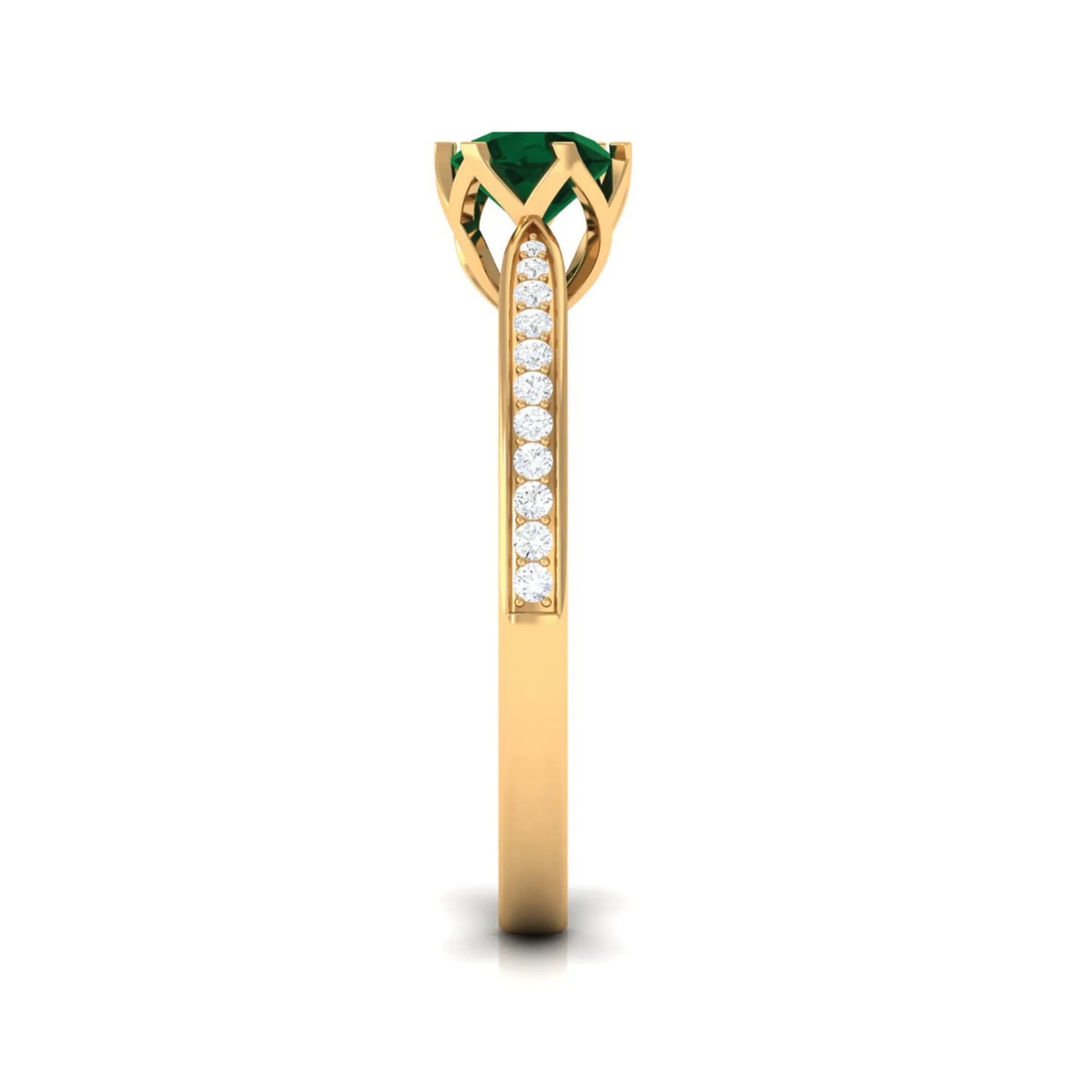 Green Tourmaline Solitaire Ring with Diamond