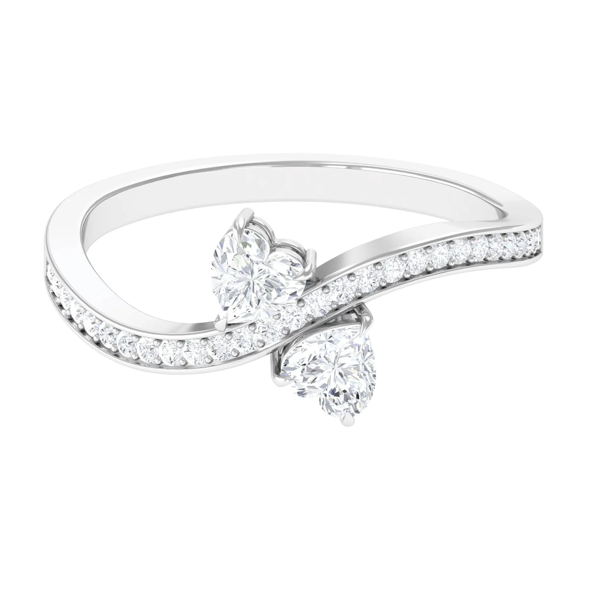 Heart Shape Cubic Zirconia Toi Et Moi Engagement Ring