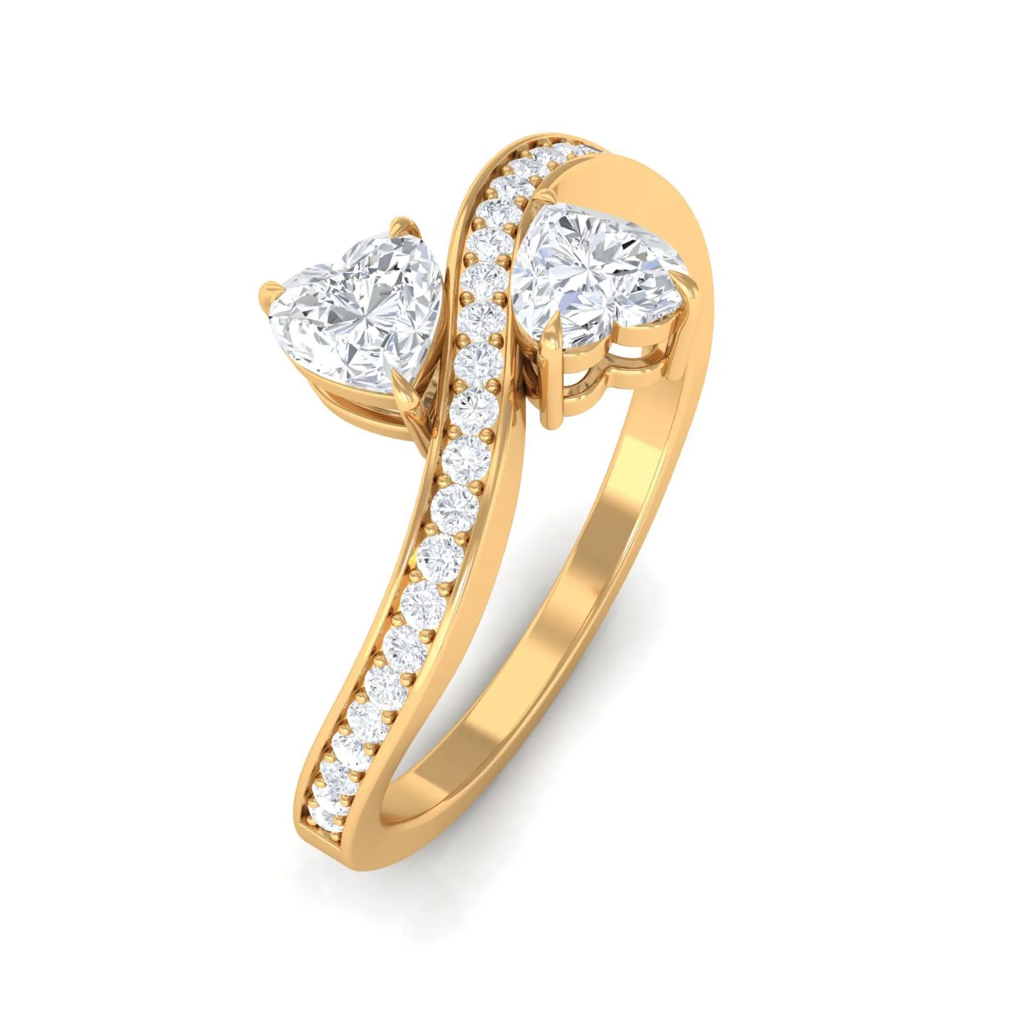 Heart Shape Cubic Zirconia Toi Et Moi Engagement Ring