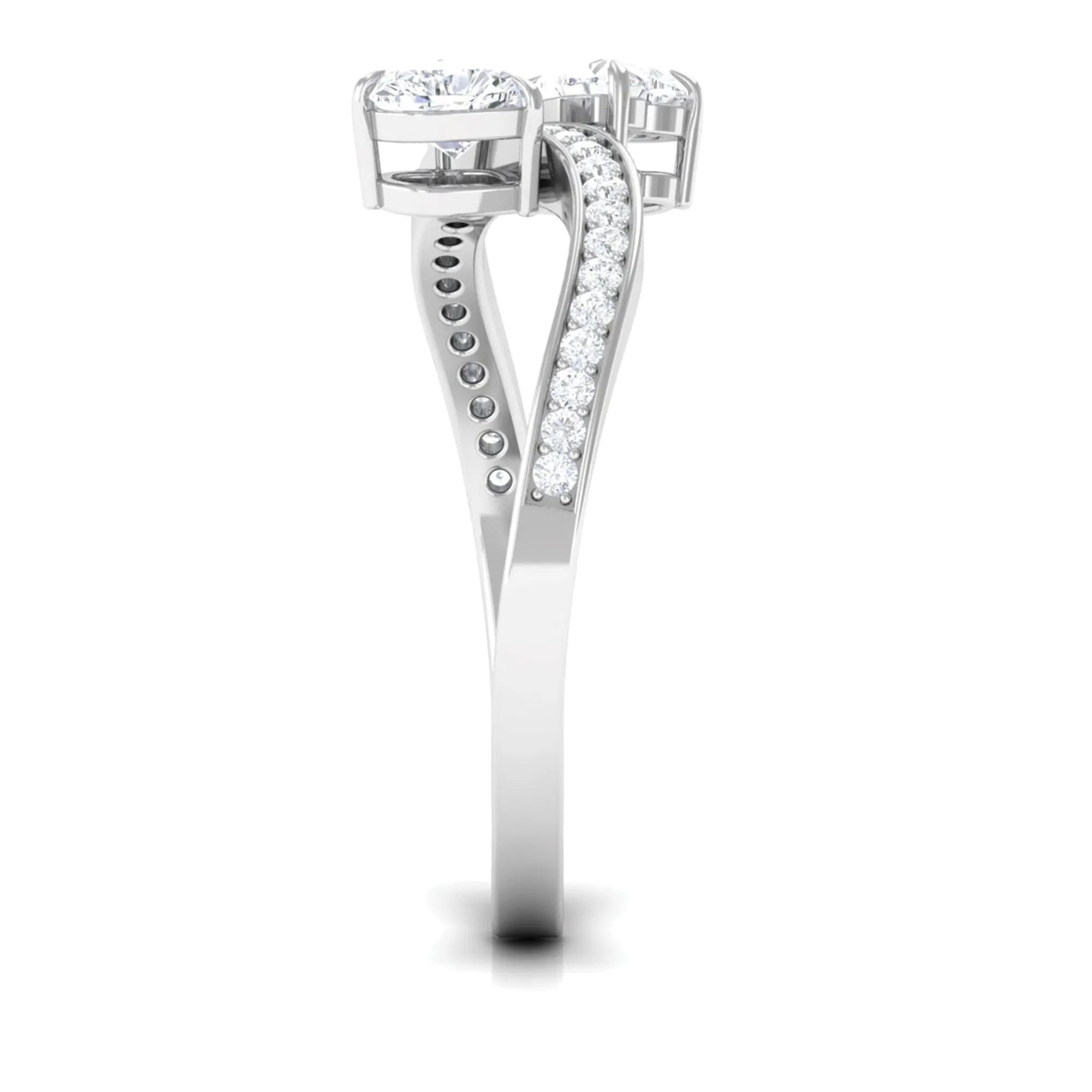 Heart Shape Cubic Zirconia Toi Et Moi Engagement Ring