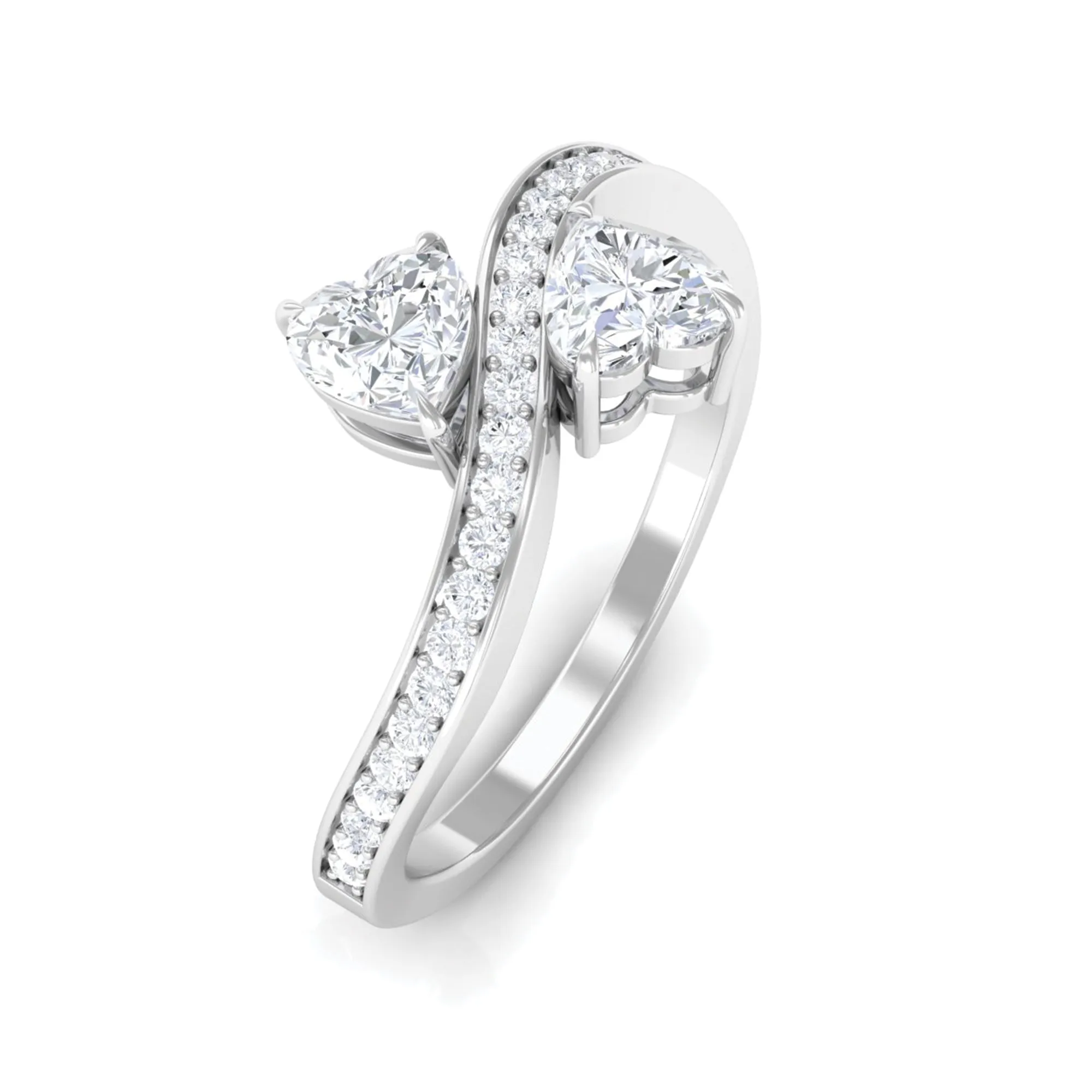 Heart Shape Cubic Zirconia Toi Et Moi Engagement Ring